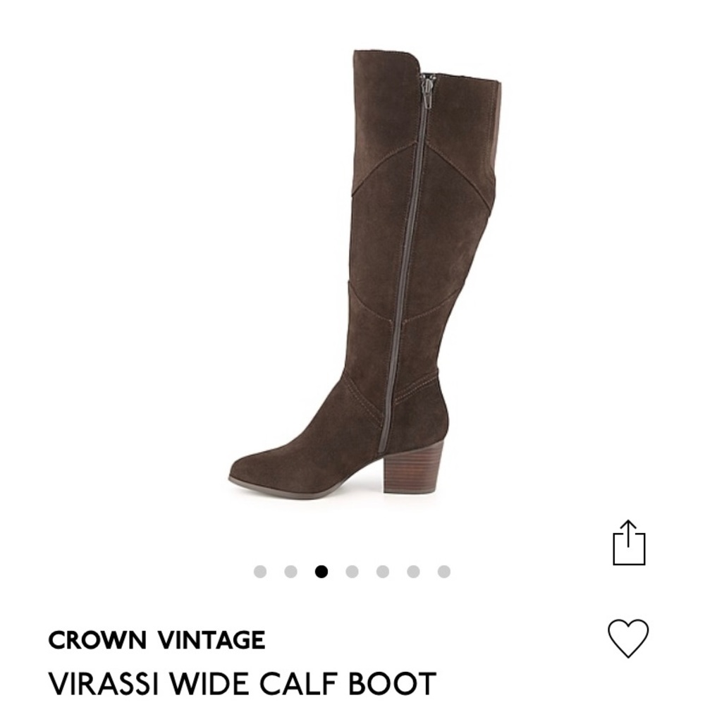 Crown Vintage Wide Calf Brown Suede Boots size 10